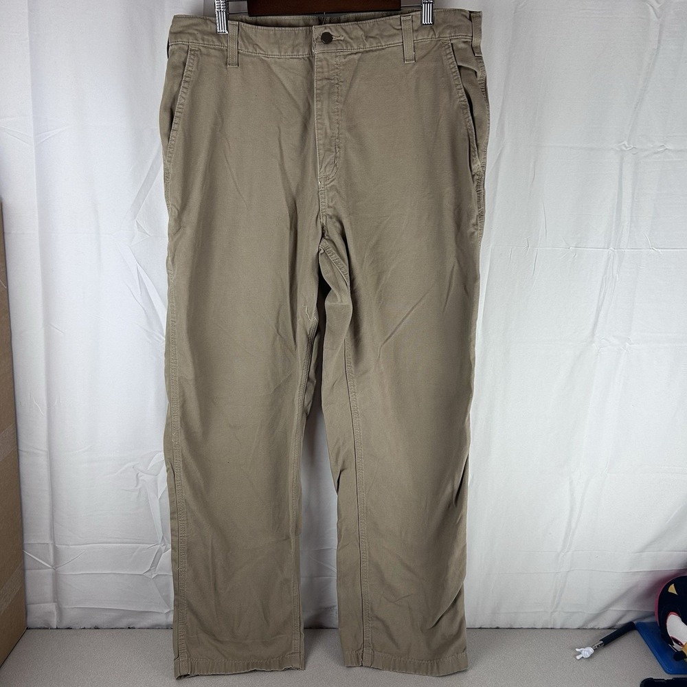 Carhartt‎ Carpenter Pants Size 38x34 Dungaree Khaki Beige Cotton B175 GKH